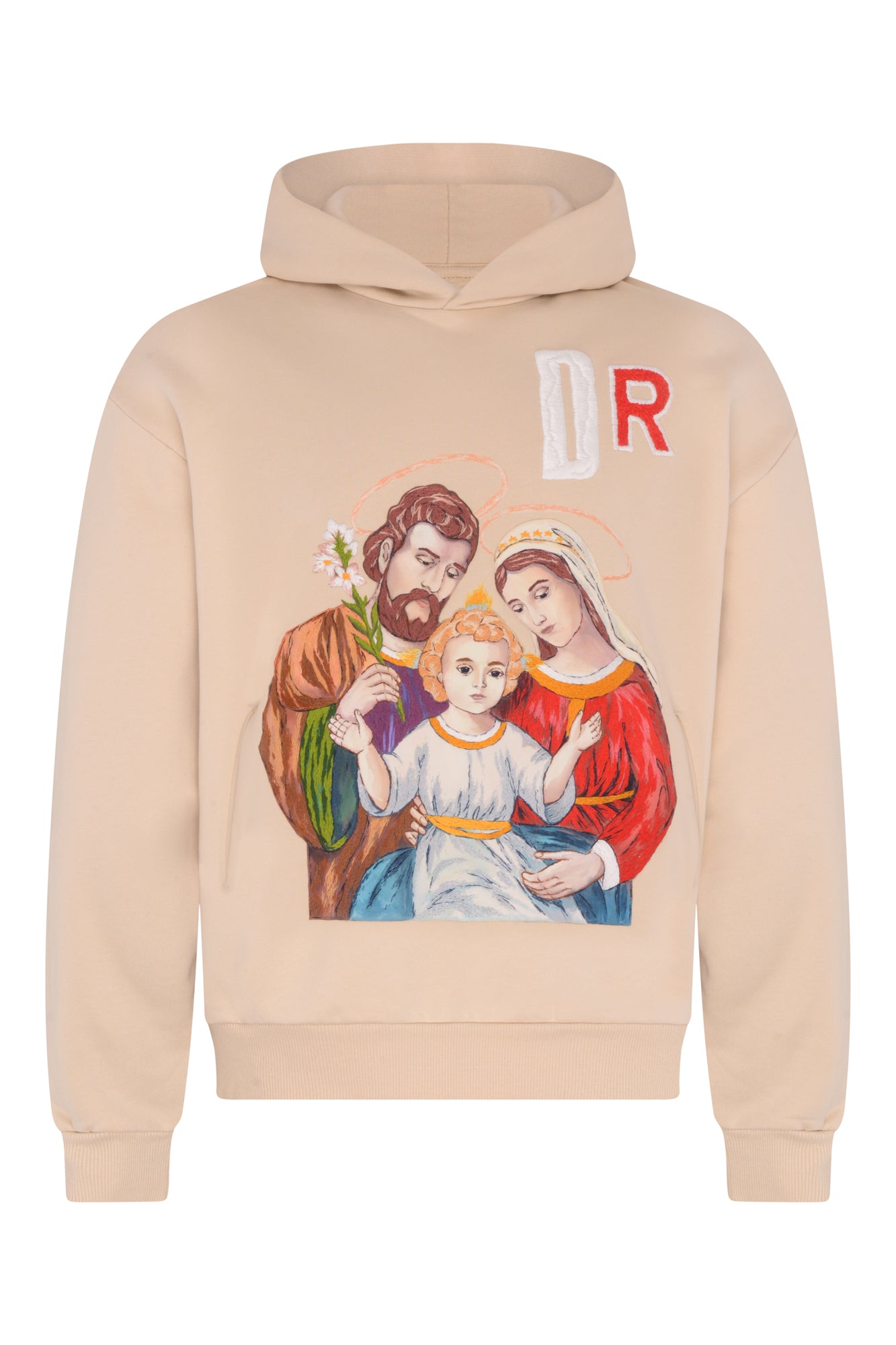 DR LLAVELLE BEIGE EMBROIDERED HOODIE