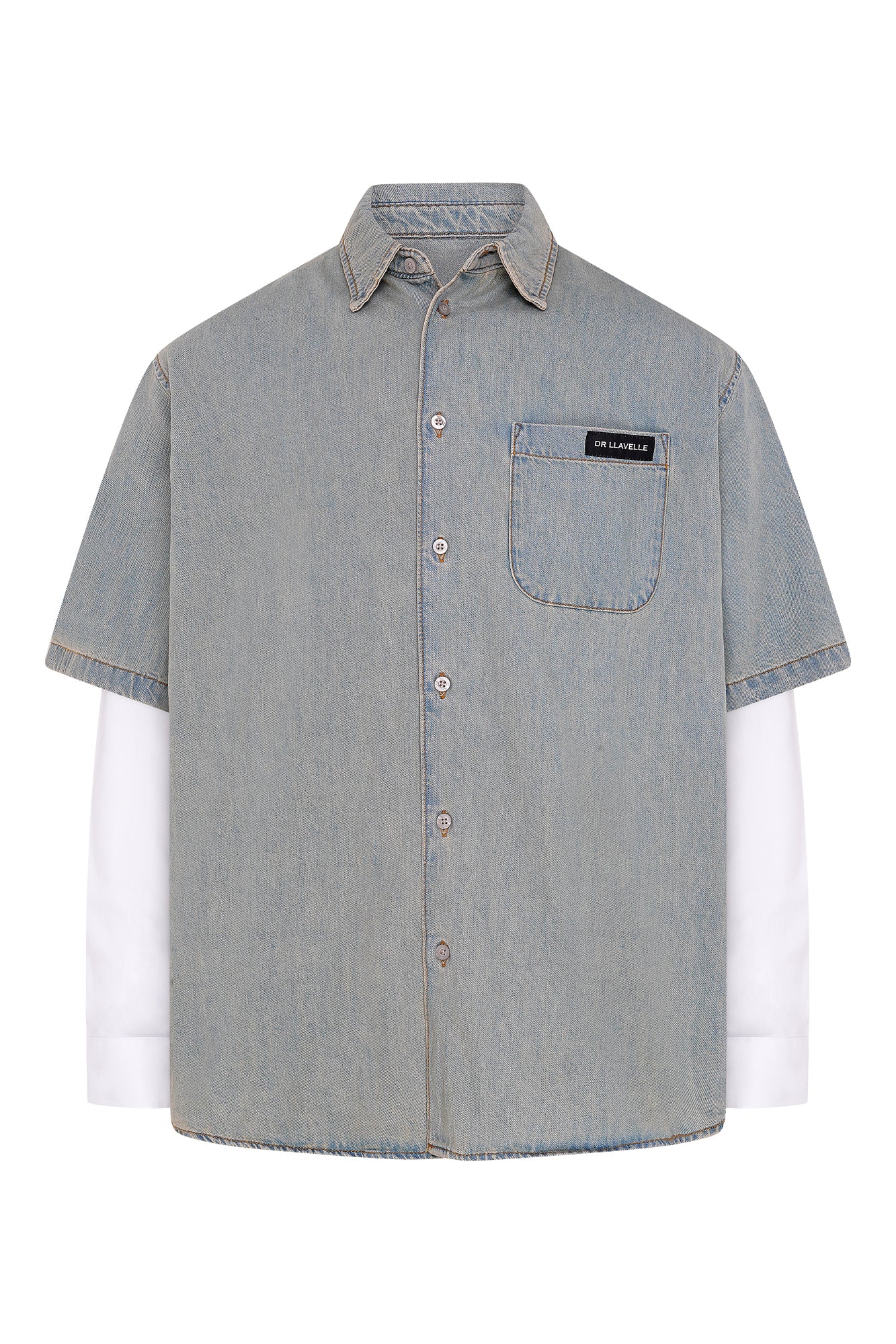 DR LLAVELLE BLUE WASHED DENIM SHIRT