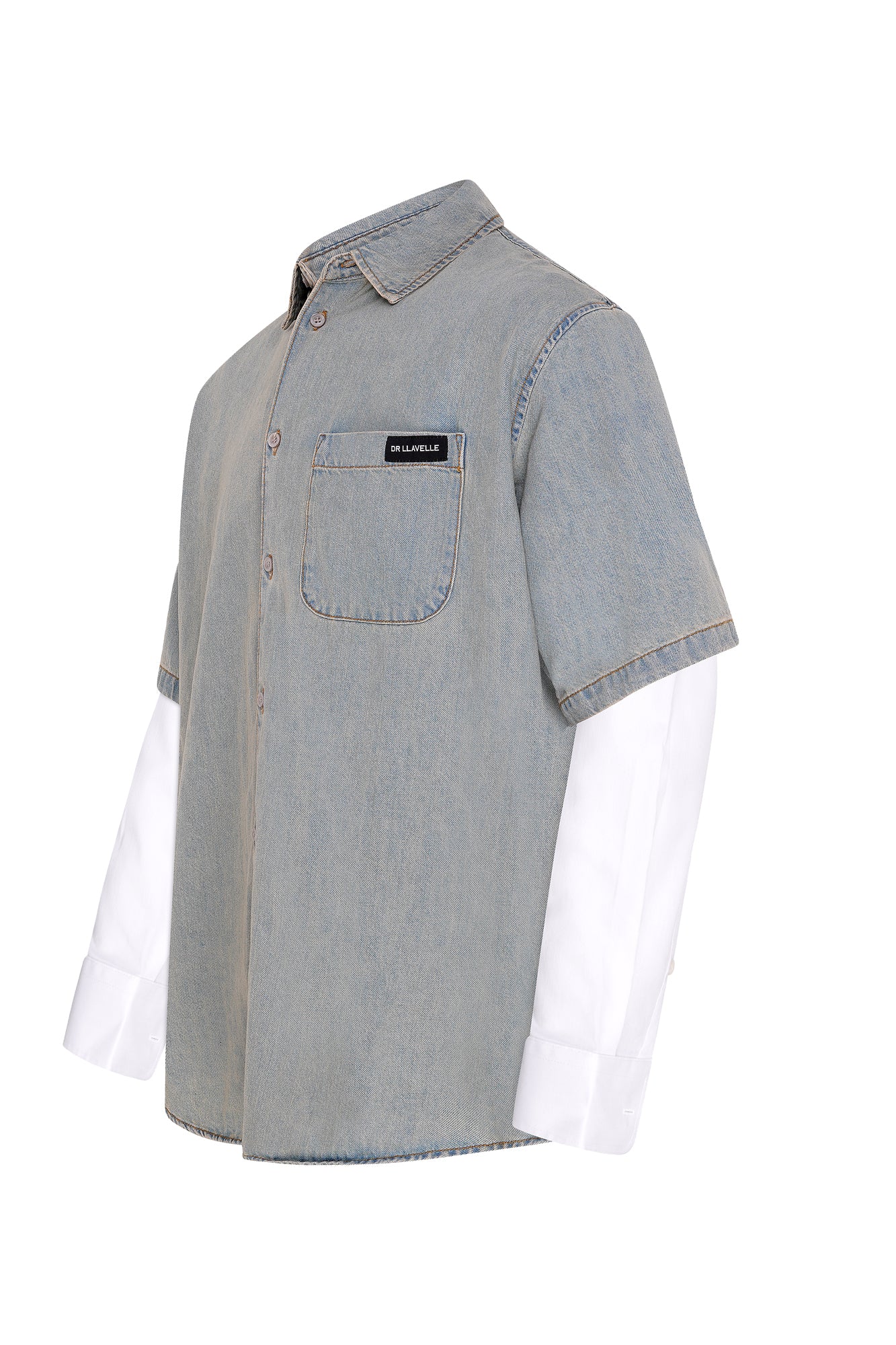 DR LLAVELLE BLUE WASHED DENIM SHIRT