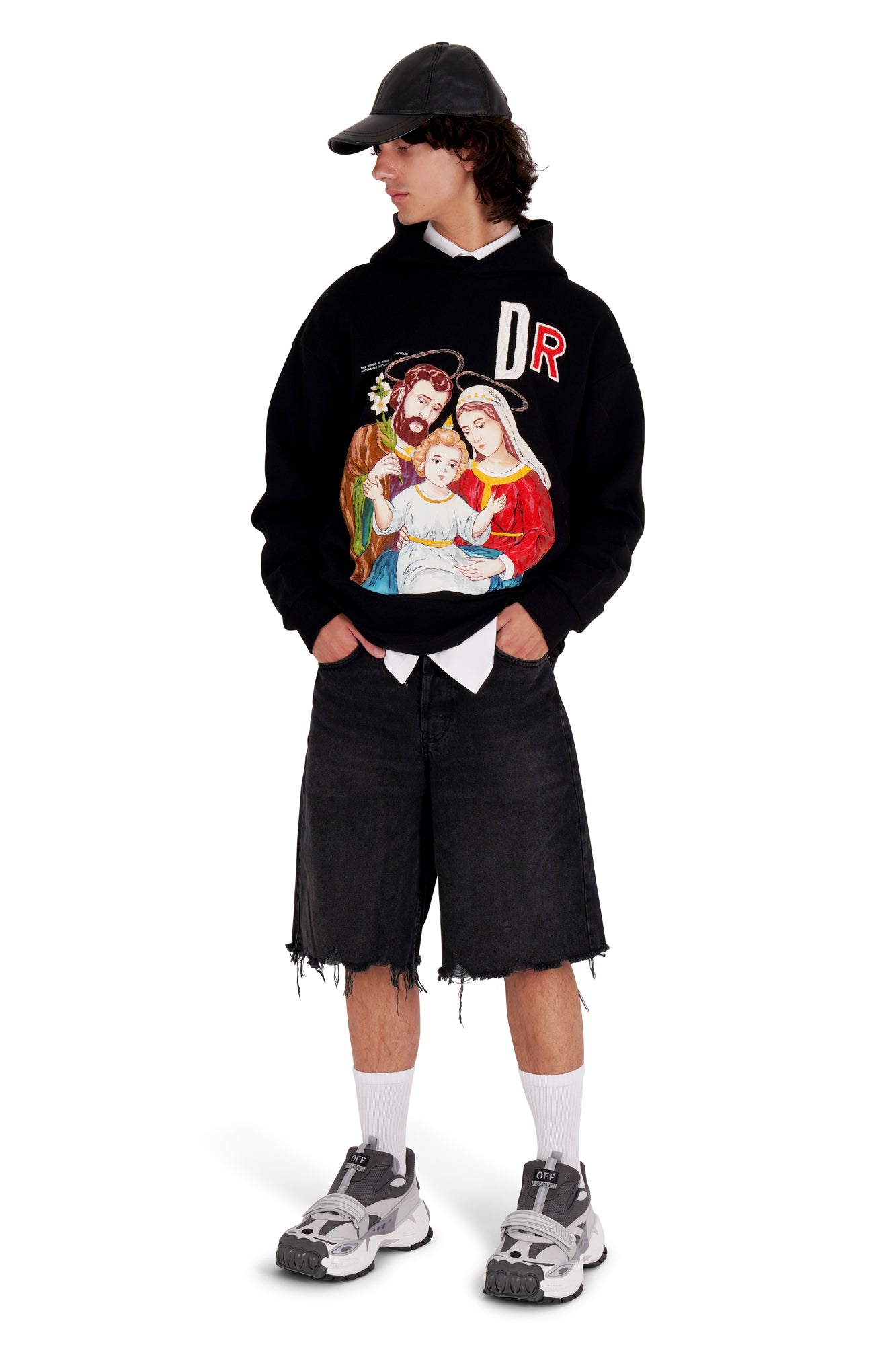 DR LLAVELLE BLACK DISTRESSED DENIM SHORTS