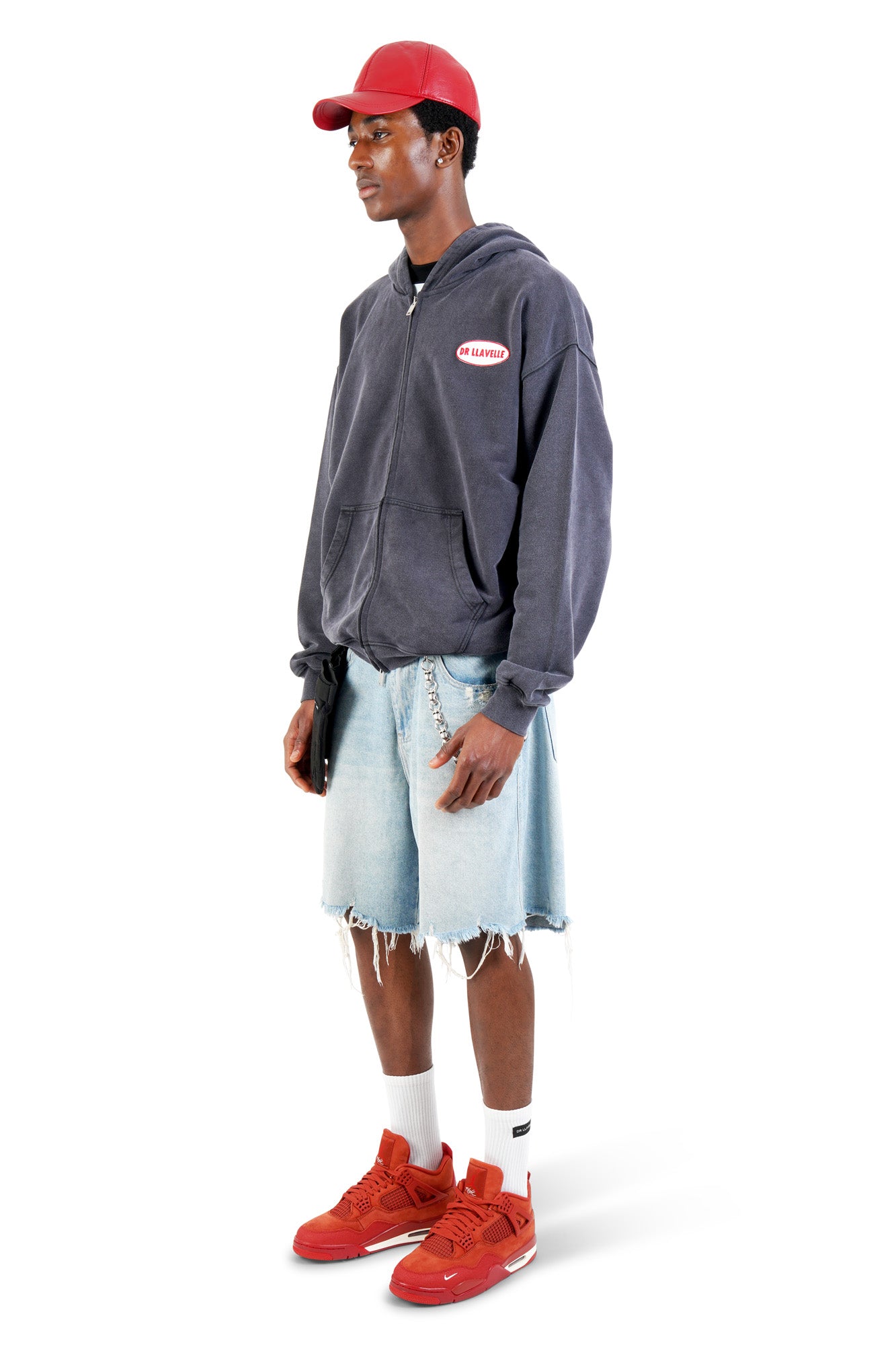 DR LLAVELLE NAVY BLUE LOGO HEAVYWEIGHT HOODIE