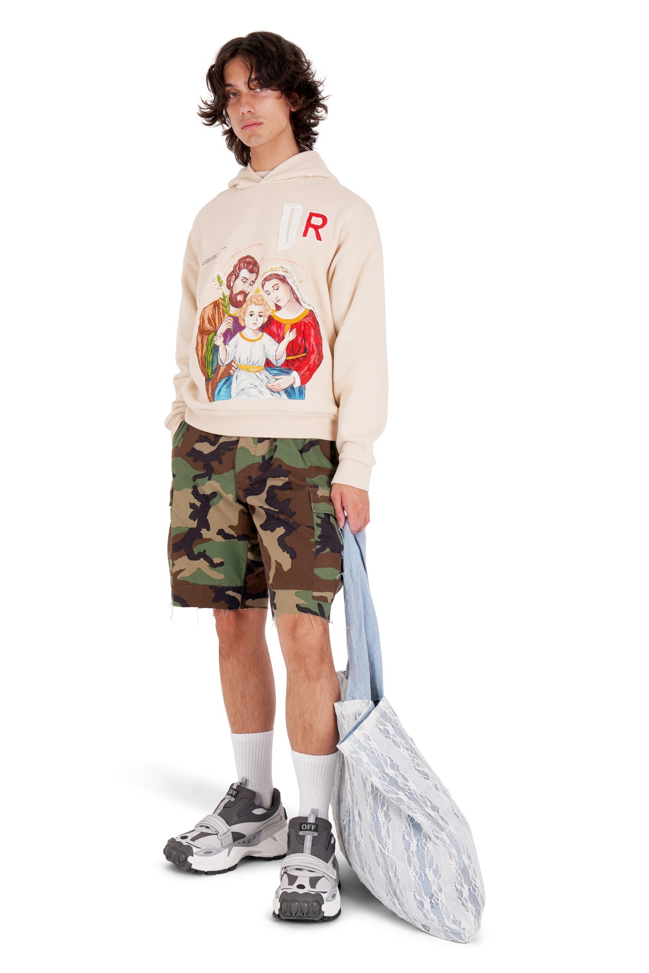 DR LLAVELLE BEIGE EMBROIDERED HOODIE