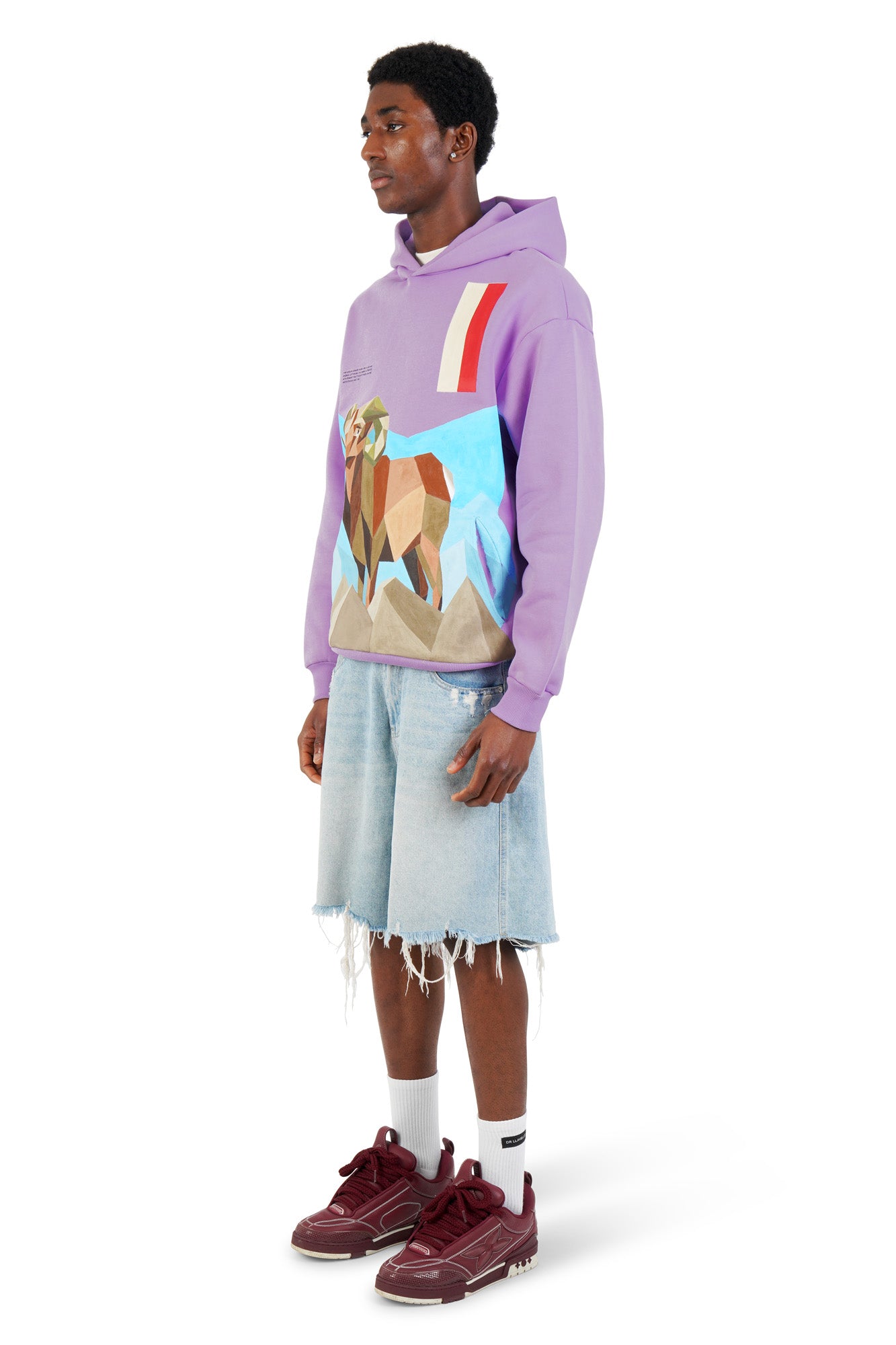 DR LLAVELLE LILAC RAM HAND PAINTED HOODIE