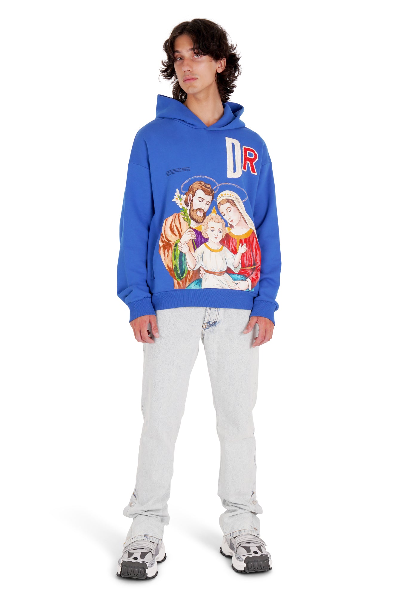 DR LLAVELLE BLUE EMBROIDERED HOODIE