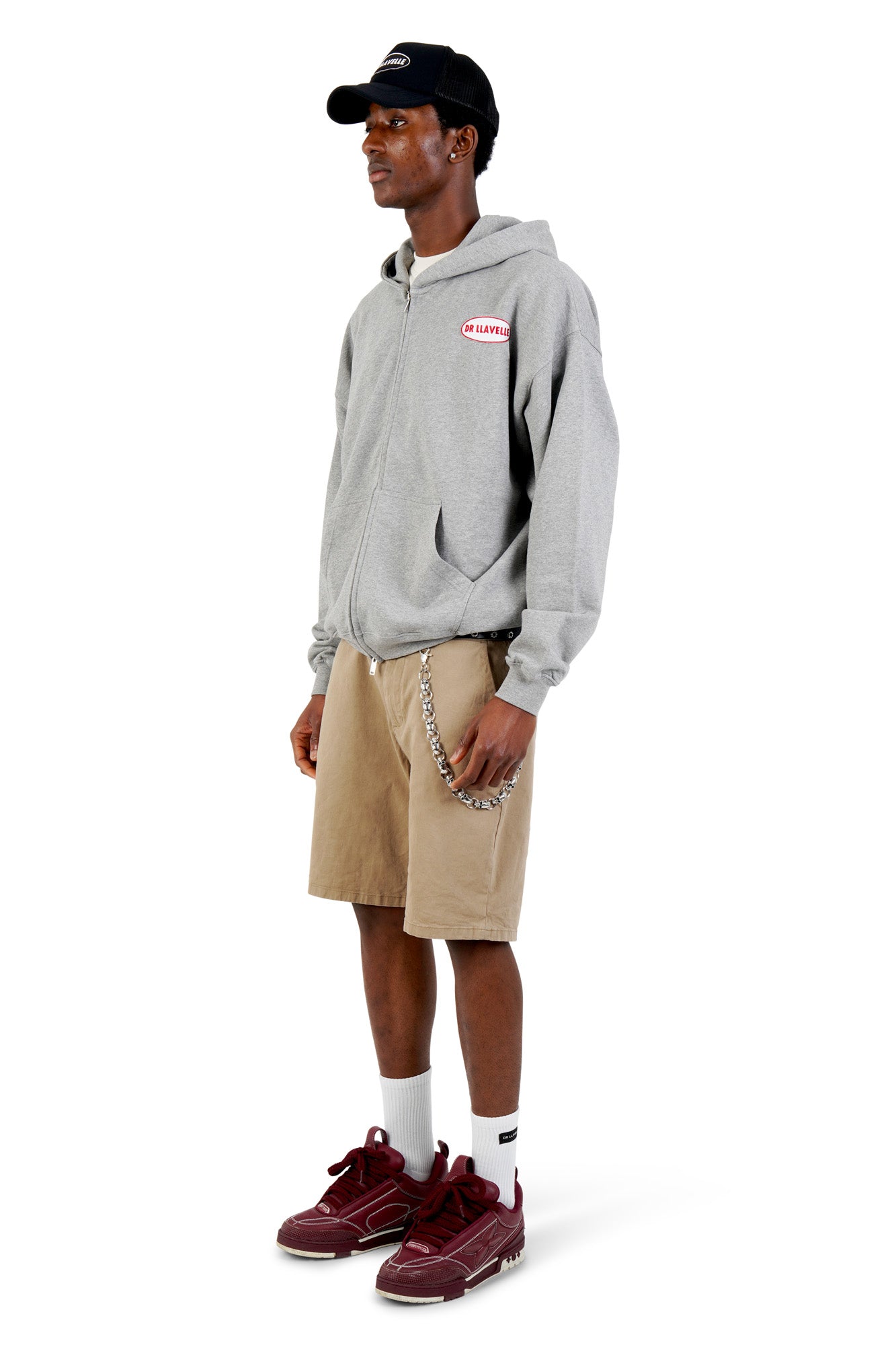 DR LLAVELLE GREY LOGO HEAVYWEIGHT HOODIE