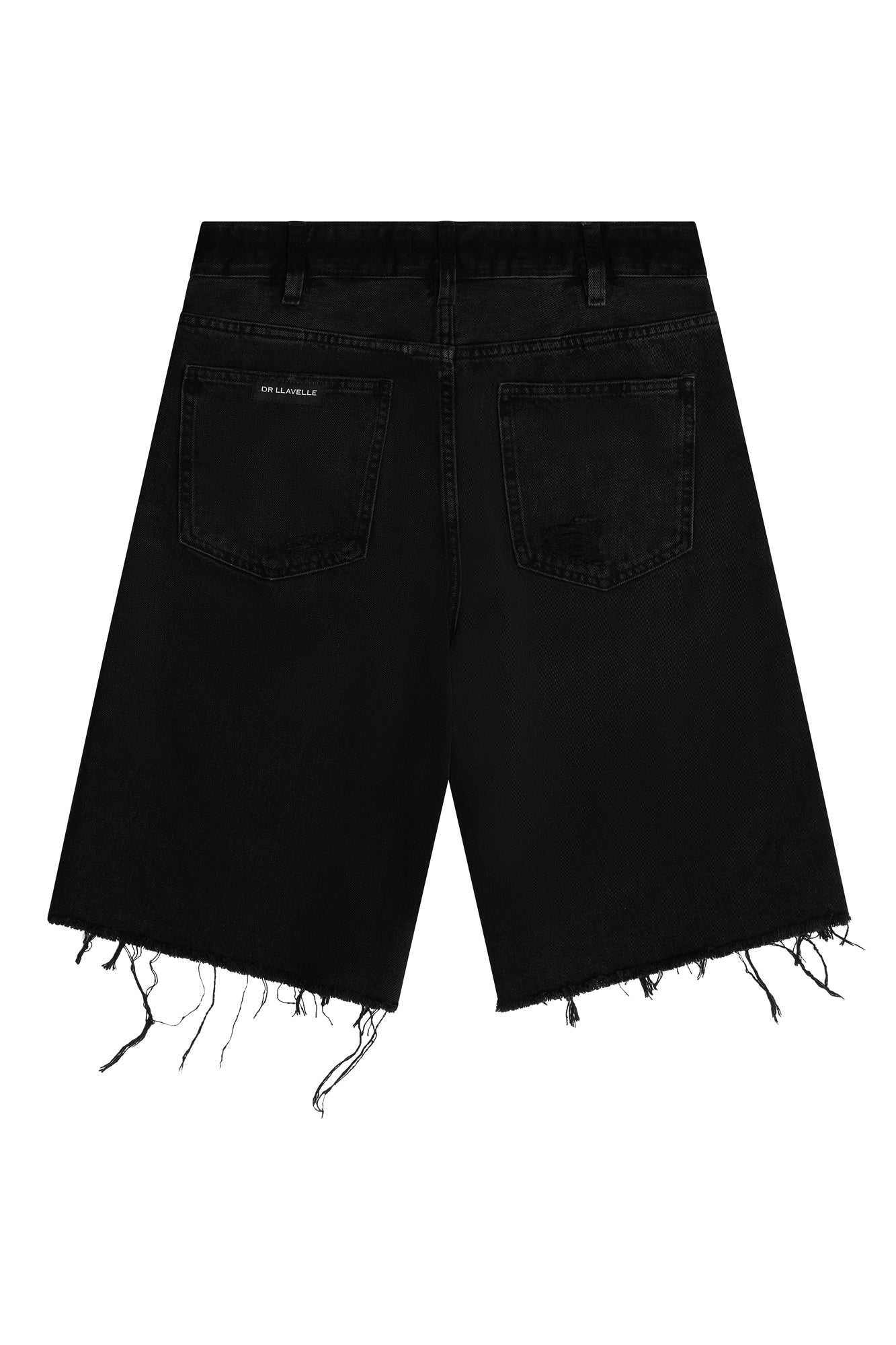 DR LLAVELLE BLACK DISTRESSED DENIM SHORTS