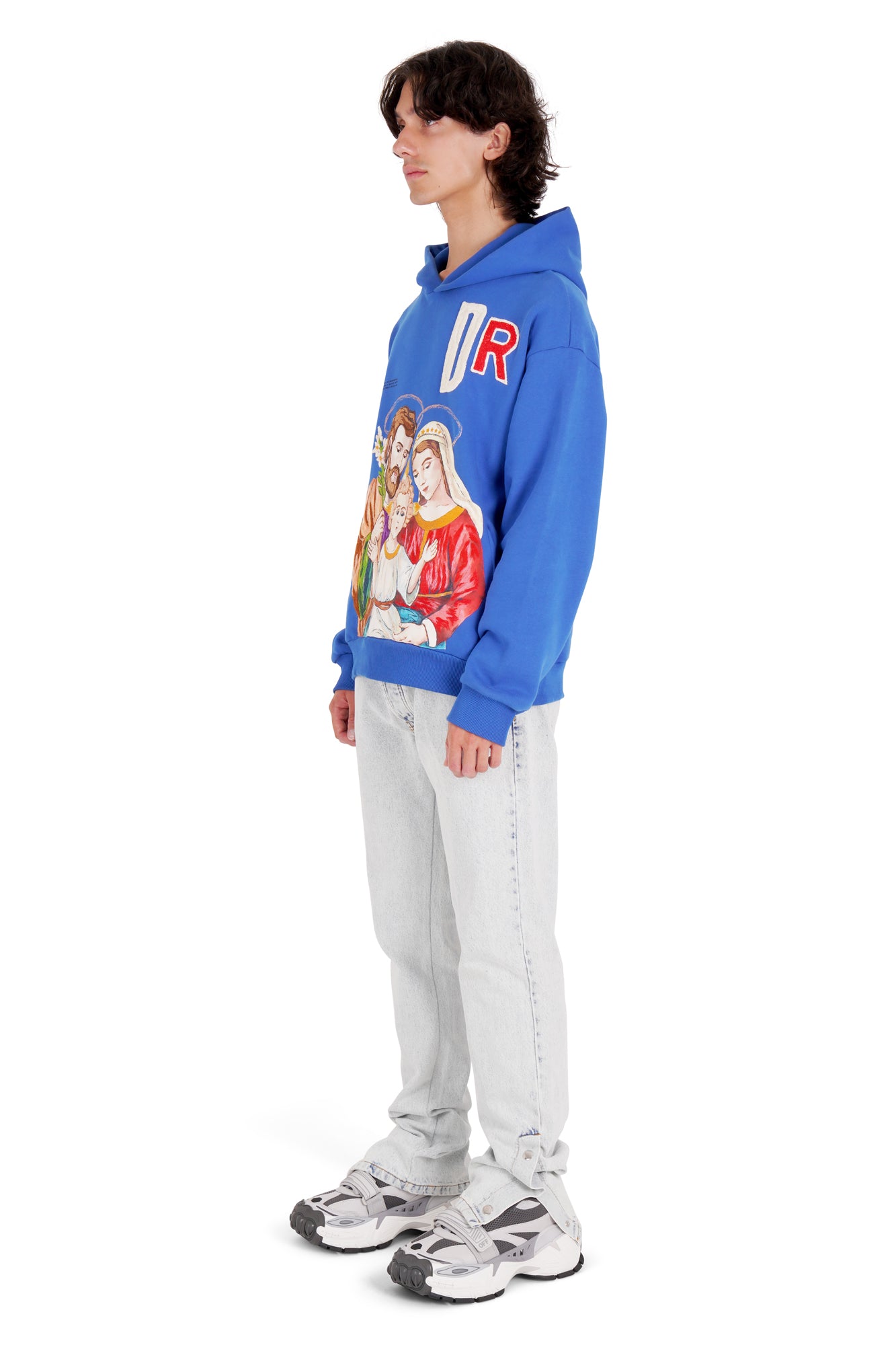 DR LLAVELLE BLUE EMBROIDERED HOODIE